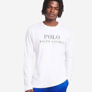POLO Ralph Lauren Polo Spell Out Cotton Long Sleeve T-Shirt White